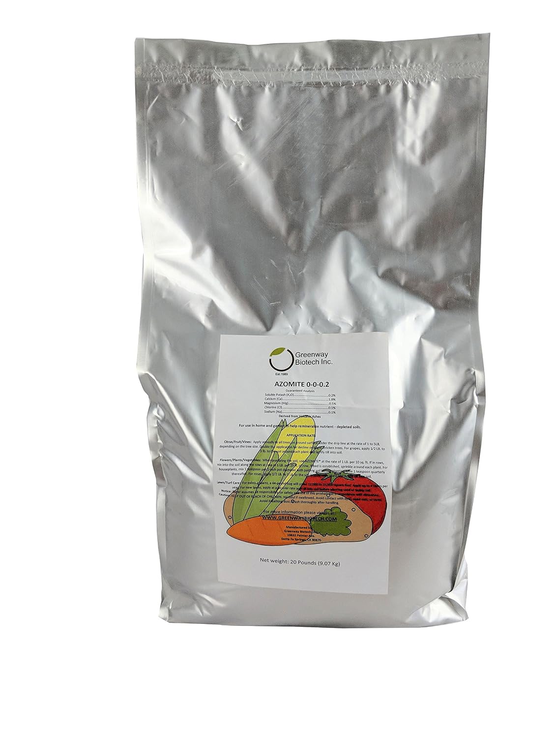 Greenway Biotech, Inc. Azomite Rock Dust Volcanic Ash Organic Fertilizer with Micronutrient & Trace Minerals- Natural Mineral Soluble Plant Fertilizers for Enhances & Increases Crop Yield (1 Pound)