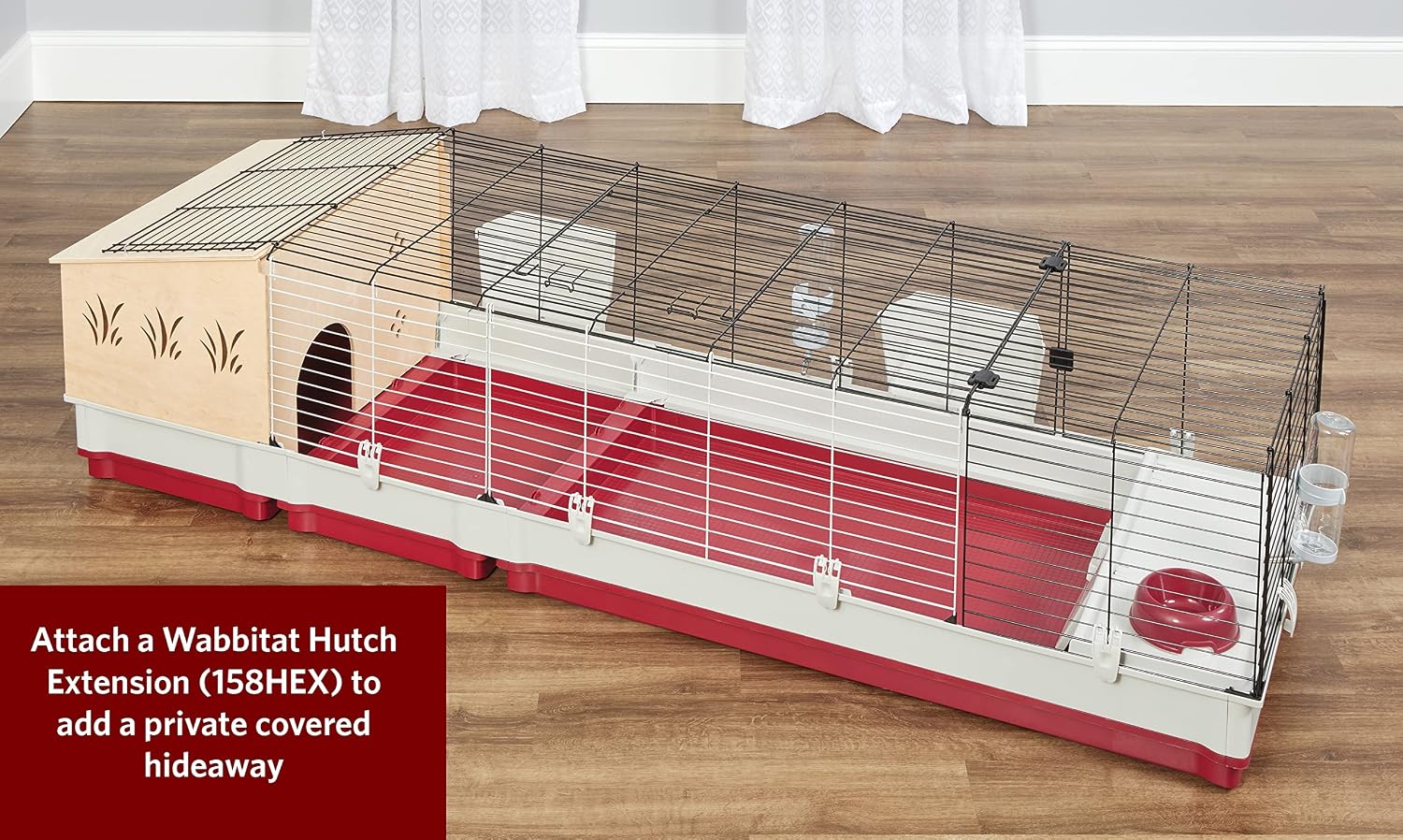 MidWest Homes for Pets 158 Wabbitat Deluxe Rabbit Home, Rabbit Cage, 39.5 L x 23.75 W x 19.75 H Inch, Maroon/White