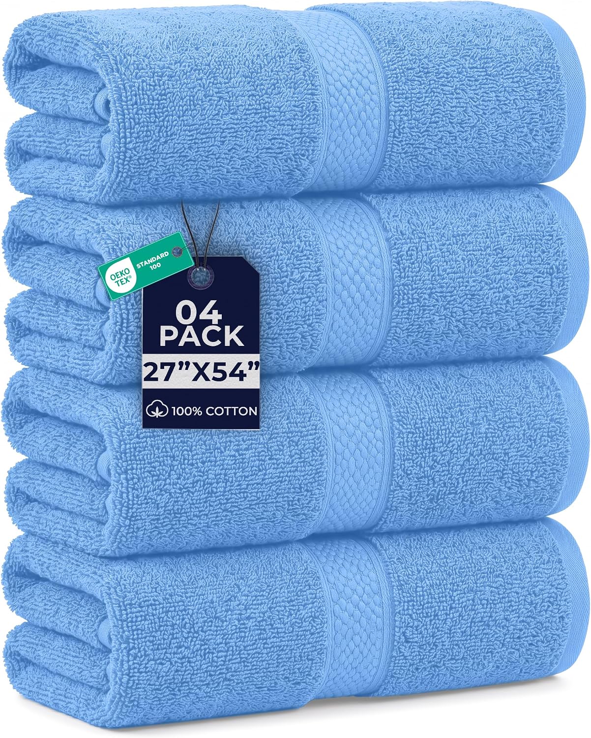 DAN RIVER 24 Pack Cotton Wash Cloths Set for Showering [12x12] White