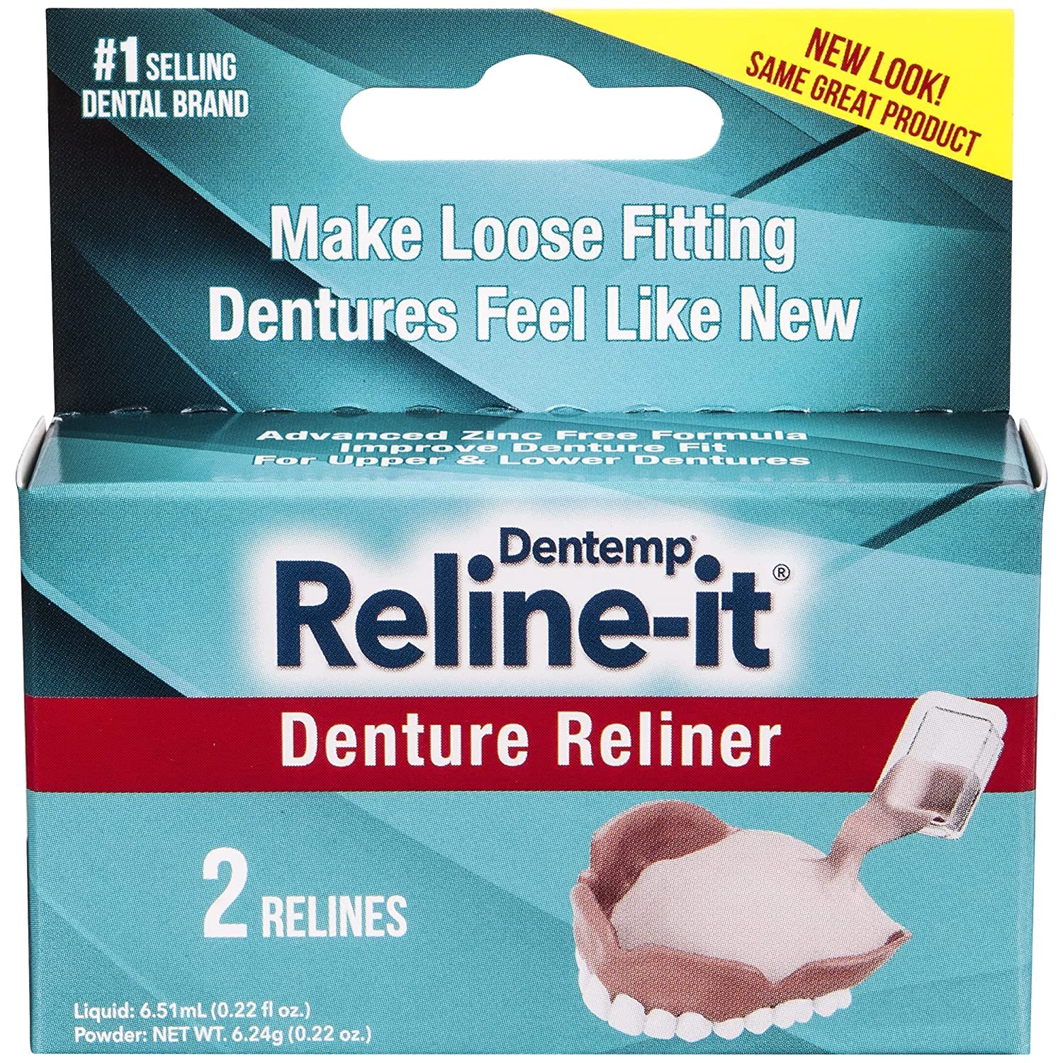 Dentemp Denture Reline Kit - Advanced Formula Reline It Denture Reliner (Pack of 2) - Denture Kit to Refit and Tighten Dentures for Both Upper & Lower Denture (Packaging May Vary)