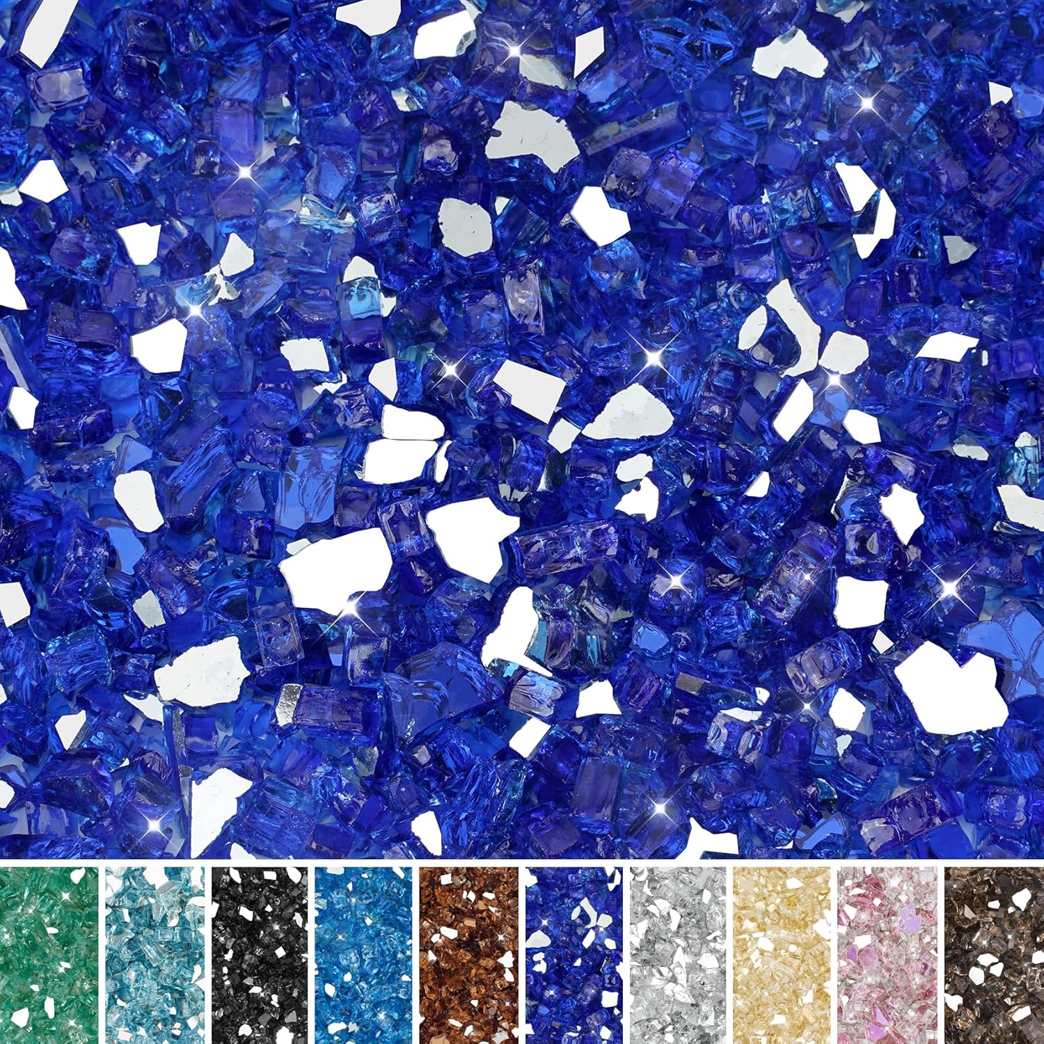 Skyflame Aqua Blue Fire Pit Glass for Propane Gas Fireplace, 10LB