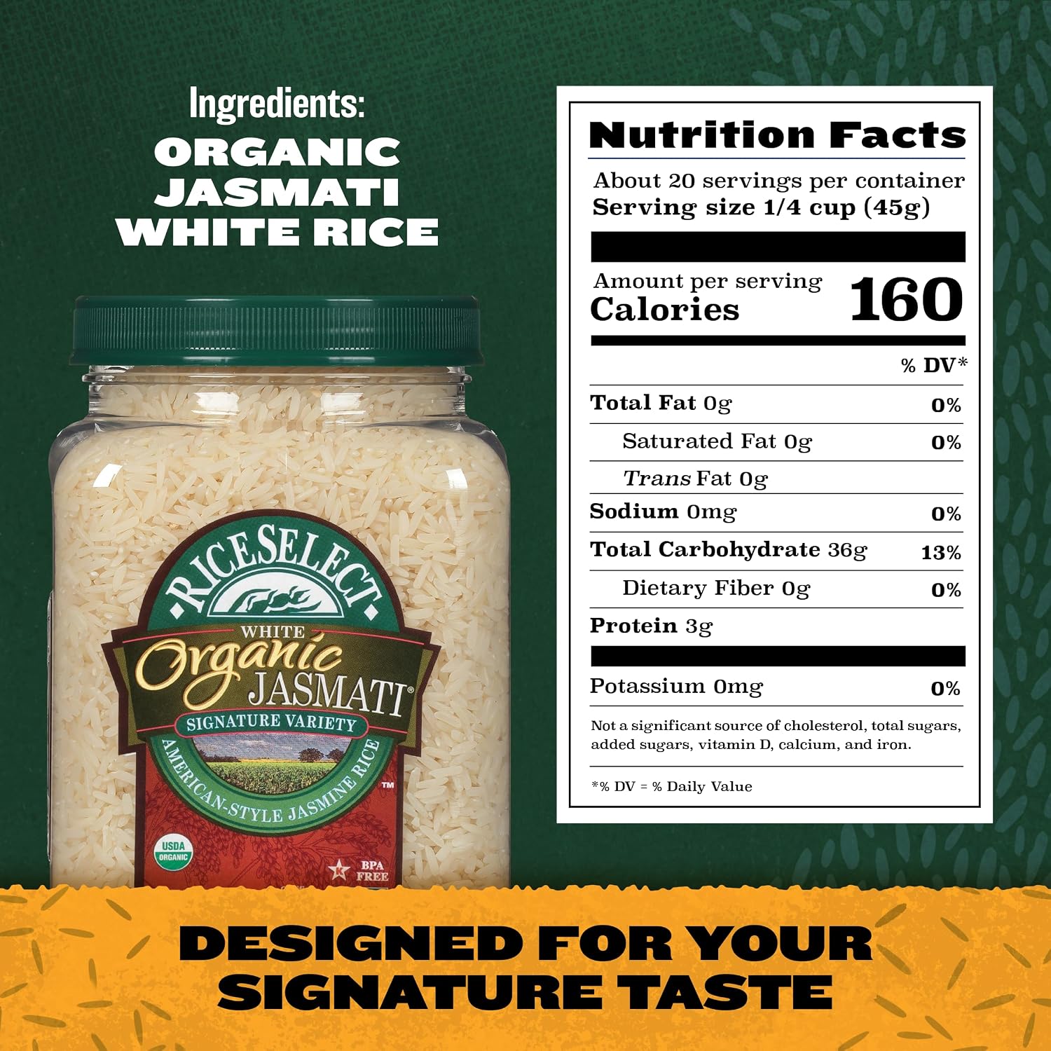 RiceSelect Organic Texmati White Rice, Long-Grain Basmati Rice