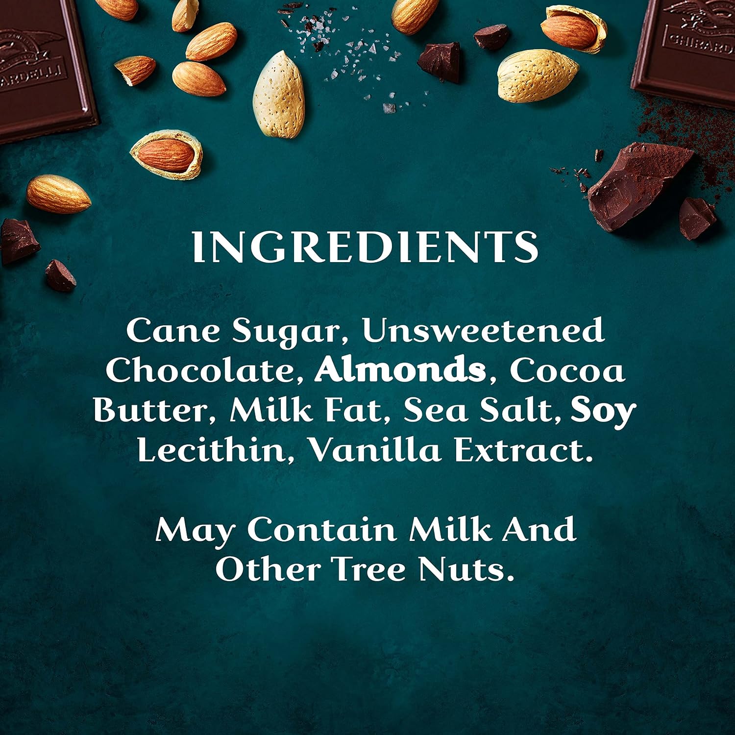 GHIRARDELLI Intense Dark Chocolate Bar, Sea Salt Almond, 3.5 Oz Bar (Pack of 12)
