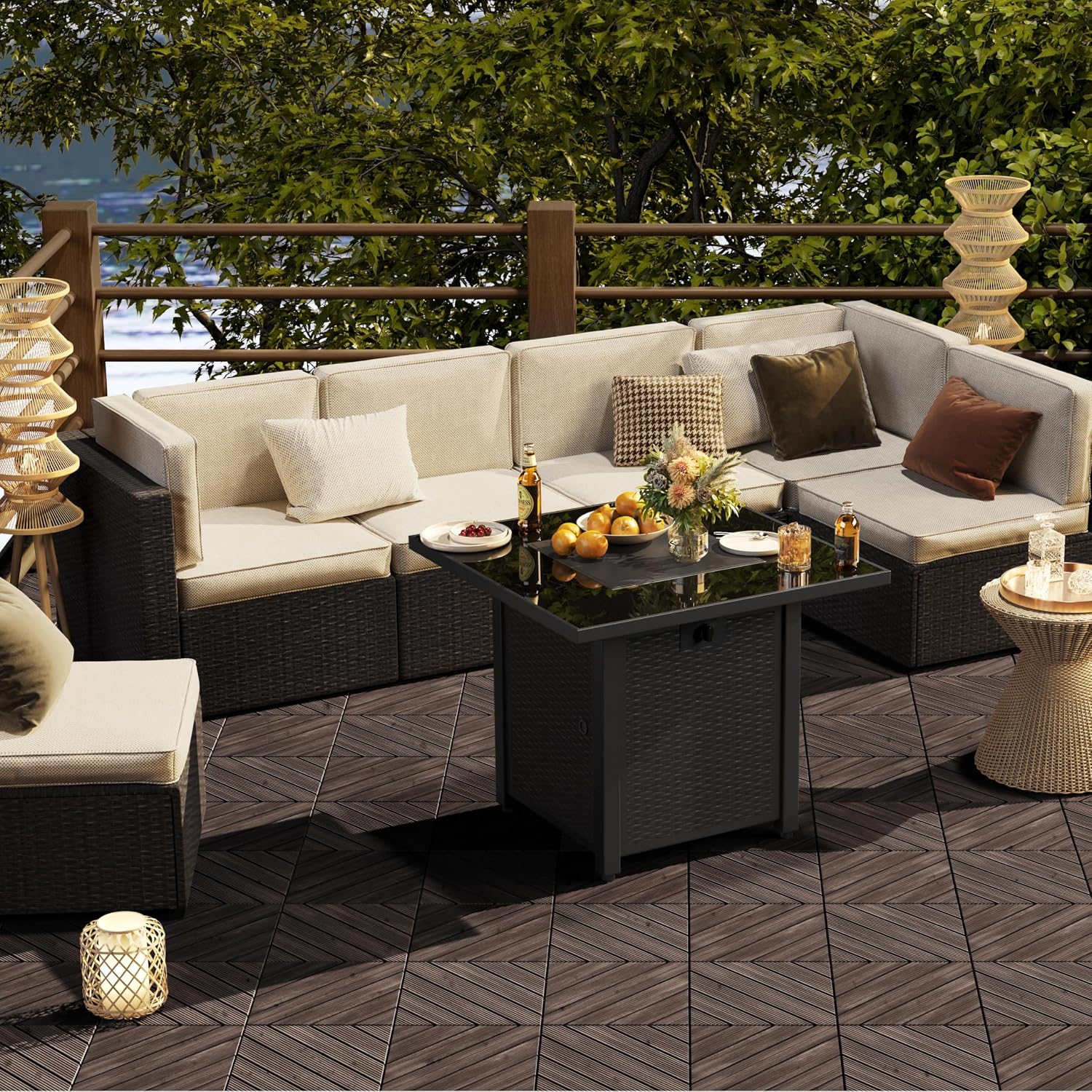 Topeakmart 27PCS Interlocking Deck Tiles 12x12 Patio Flooring, Brown