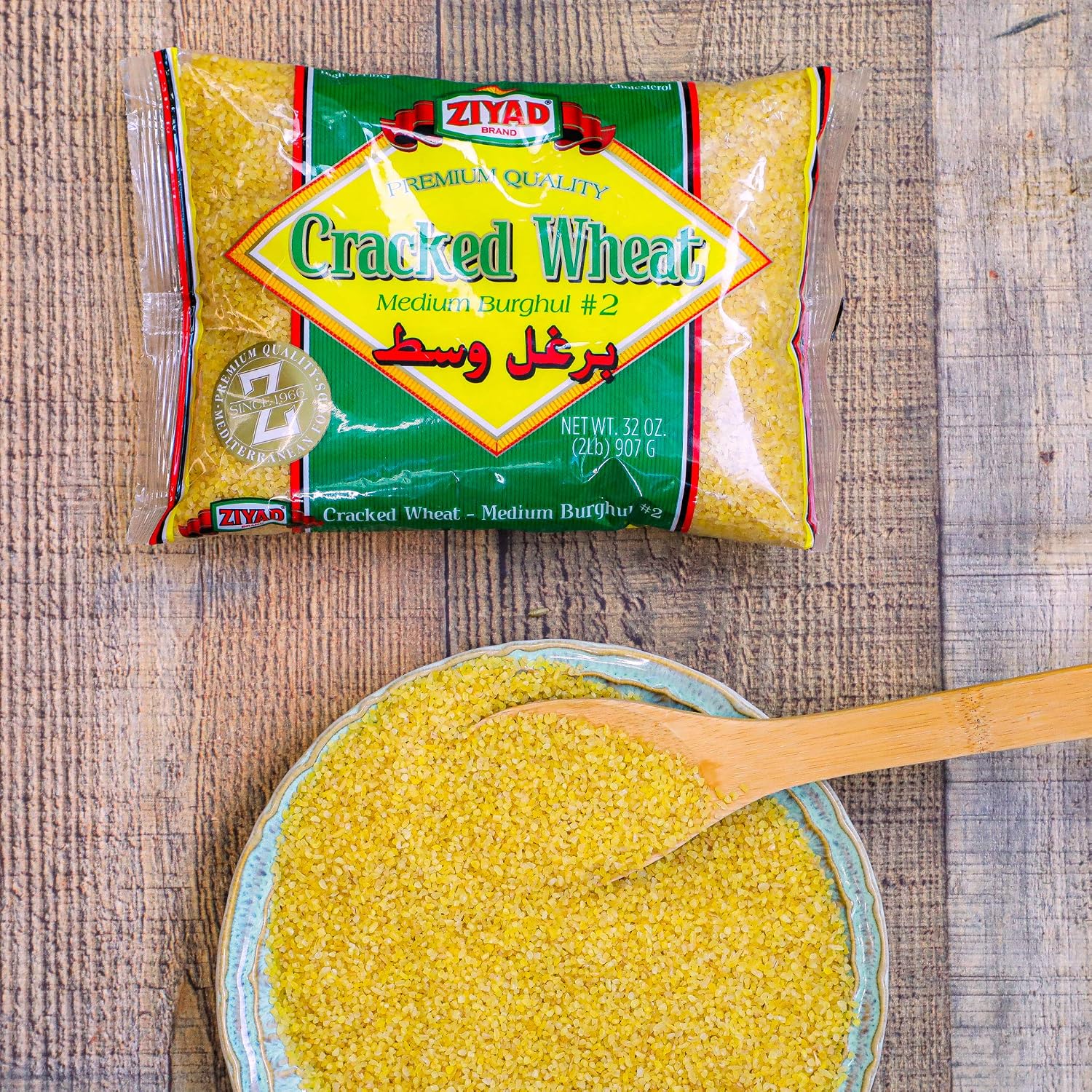 Ziyad Cracked Bulgur Wheat | Medium #2, 32oz | Fiber-Rich Whole Grain | Nutty Flavor, Chewy Texture | Great in Tabbouleh, Kibbeh, Soups
