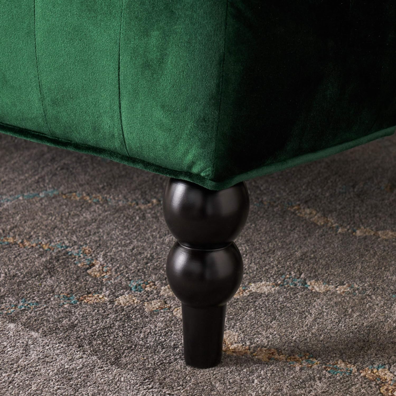 Christopher Knight Home Leora Modern Glam Tufted Velvet Wingback Loveseat, Emerald / Dark Brown