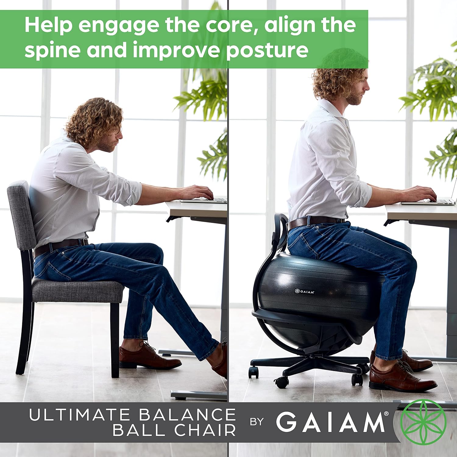 Gaiam Ultimate Balance Ball Chair, Swivel Base, Home & Office