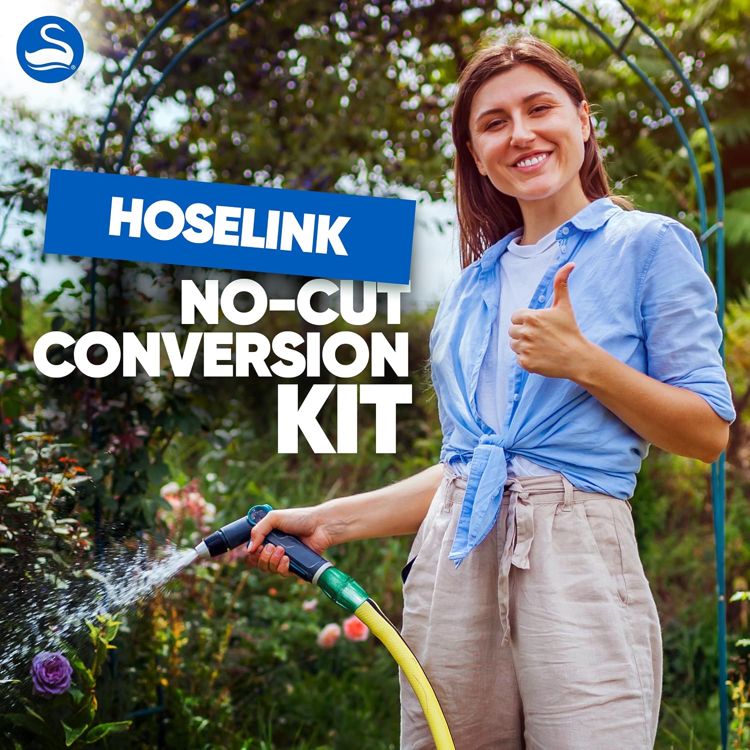 Swan Hoselink 2-Way Heavy Duty Hose Splitter, Quick Connect Fittings for Garden Hose, Leak-Proof Outdoor Faucet Adapter