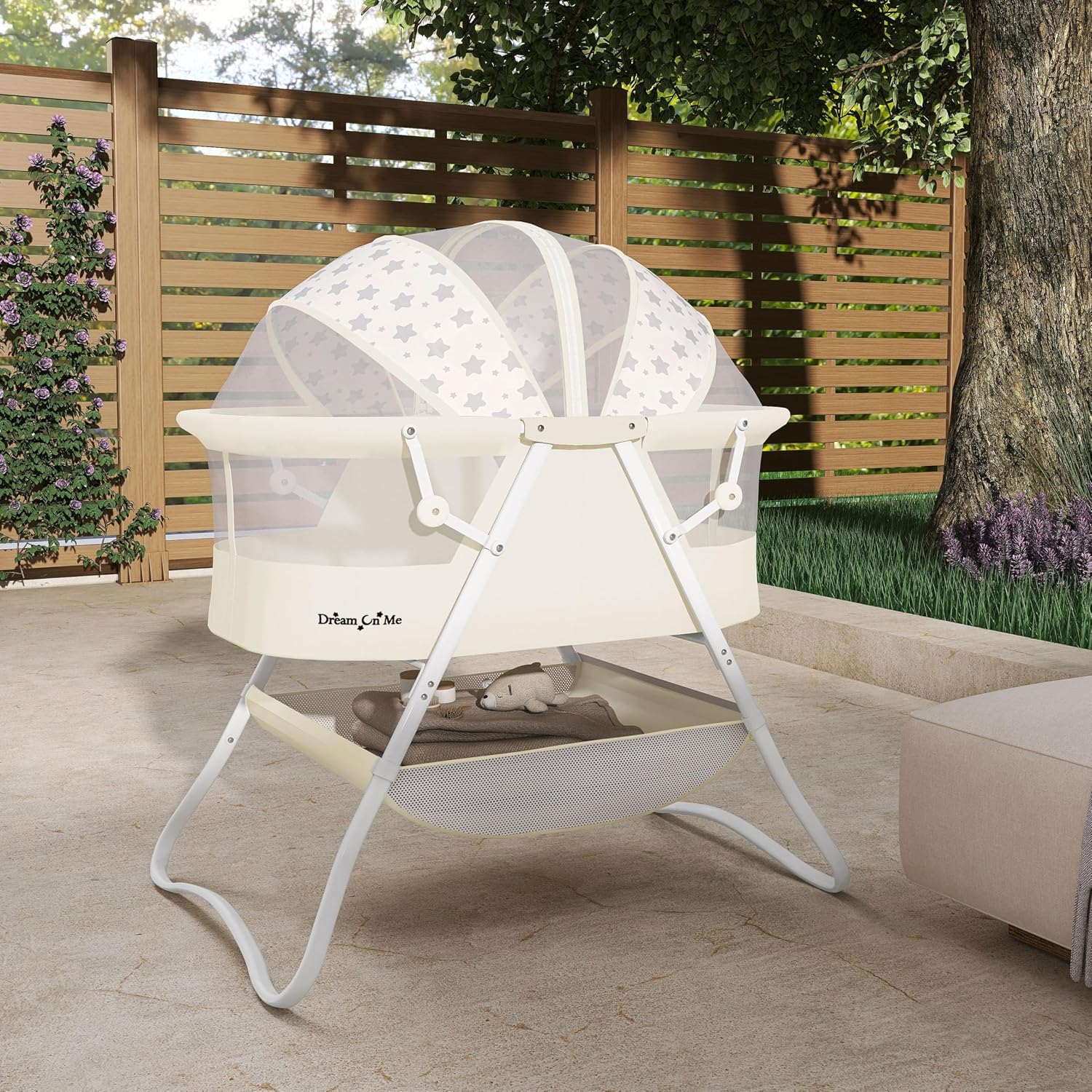 Dream On Me Karley Bassinet in Grey and Pink