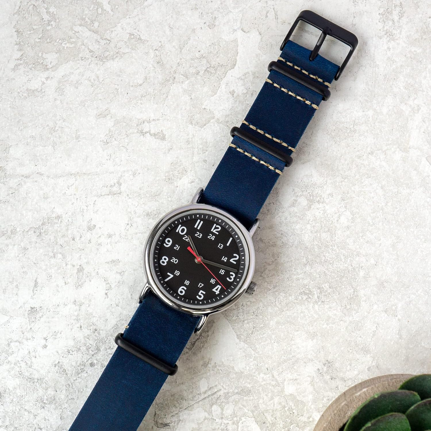 Benchmark Leather Watch Band - Crazy Horse Oiled Leather One-Piece Watch Straps for Men or Women - 18mm, 20mm, 22mm or 24mm Widths