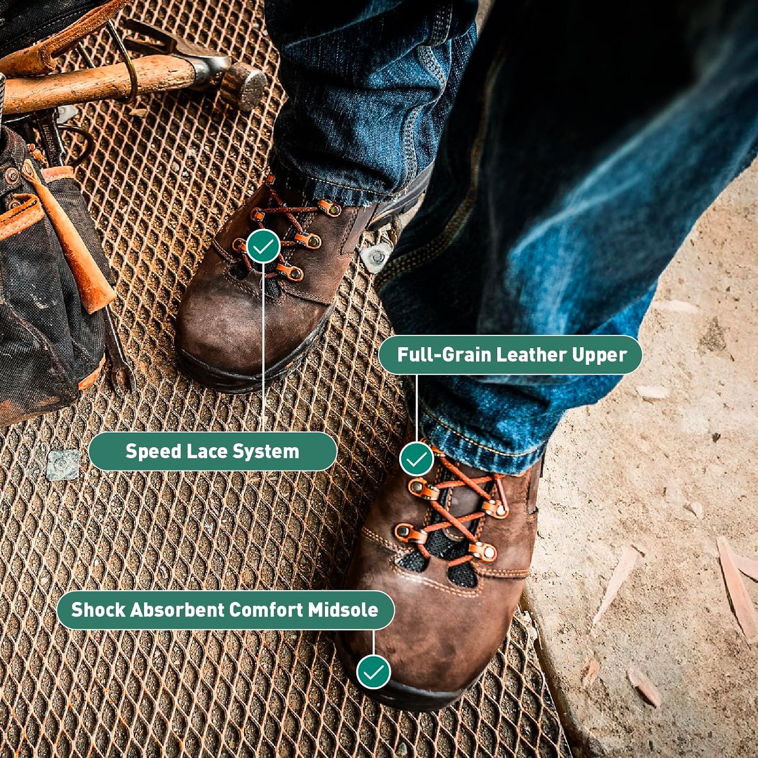 Danner Vicious Composite Toe Work Boots for Men, Waterproof, ASTM Approved | Composite Toe Boots for Men, For Electrical Hazard Work, Slip Resistant Grip, TPU Shank, Construction Boots