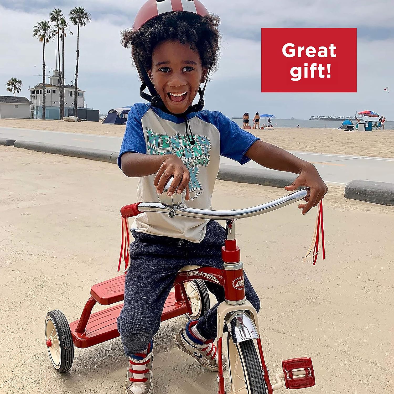 Radio Flyer Classic Pink Tricycle, for Ages 2-4, 10" Front Wheel, Bell | Steel Frame, Adjustable Seat, Rubber Tires, Chrome Details, Rear Step, Controlled Turning Radius, Tricycle for Toddlers