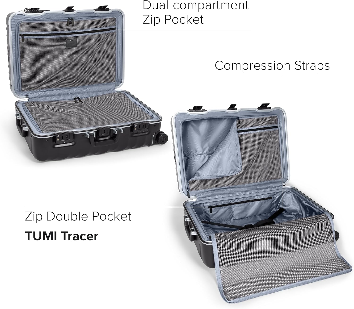 TUMI 19 Degree Frame Continental 4 Wheel Carry-On - Lightweight Suitcase - Hard Shell Luggage - 21.8" X 15.8" X 9.0" - Black Textured