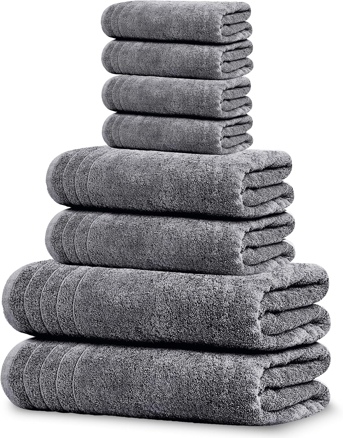Tens Towels 8 Piece Towel Set, 2 XL Bath, 2 Hand, 4 Washcloth, Dark Grey