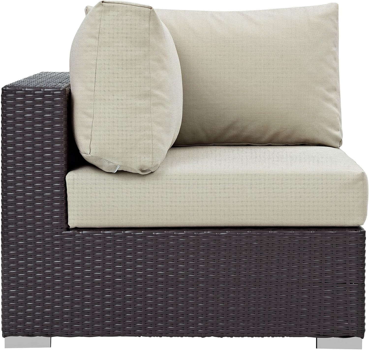 Modway Convene Wicker Rattan Outdoor Patio Loveseat in Espresso White