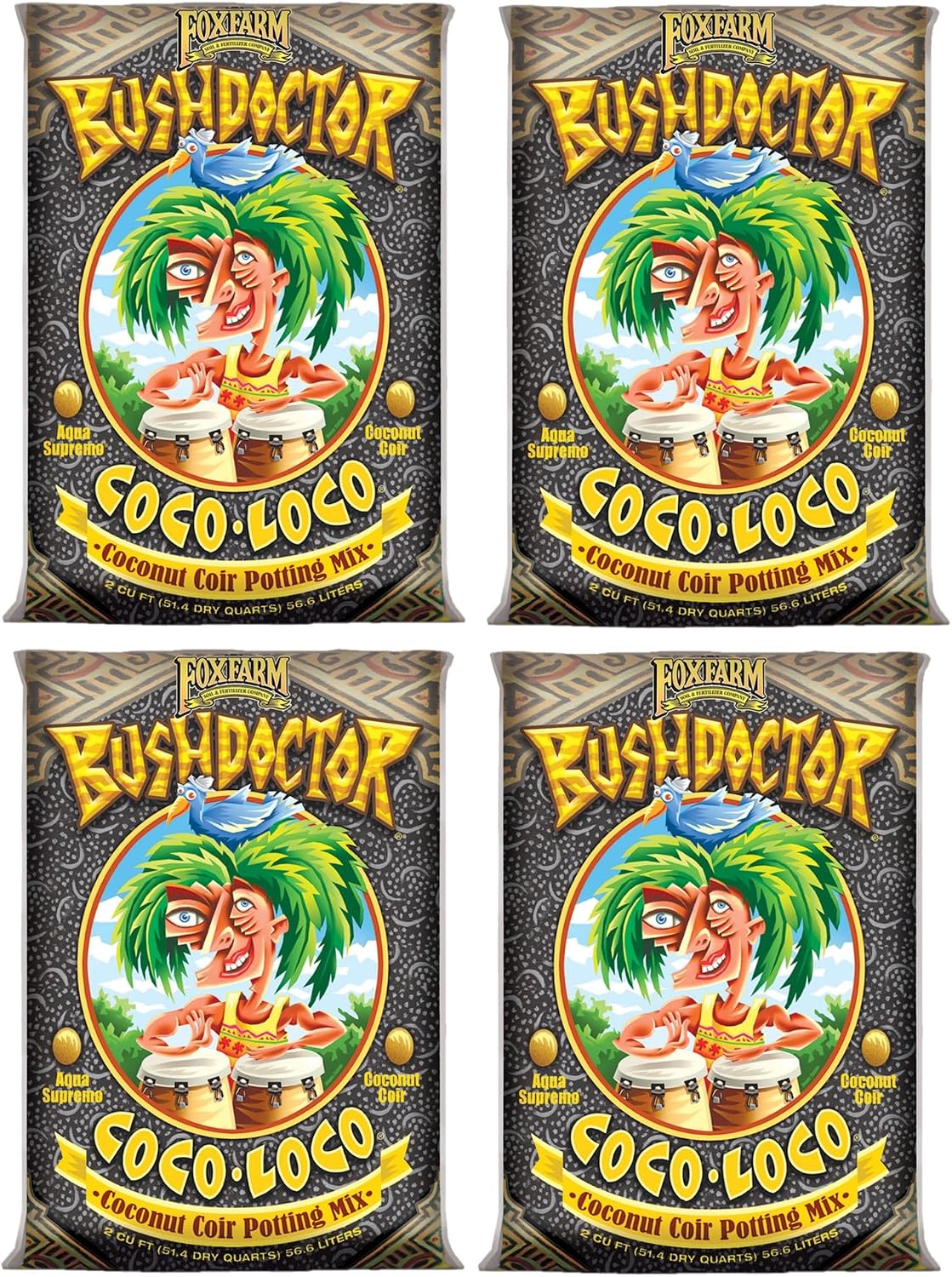 FoxFarm Bush Doctor Coco Loco Potting Mix, 2cu ft - Extends Your Watering Schedule, Triple-Washed to Reduce Salt Content - Perfect for Cultivating Vigorous Plants