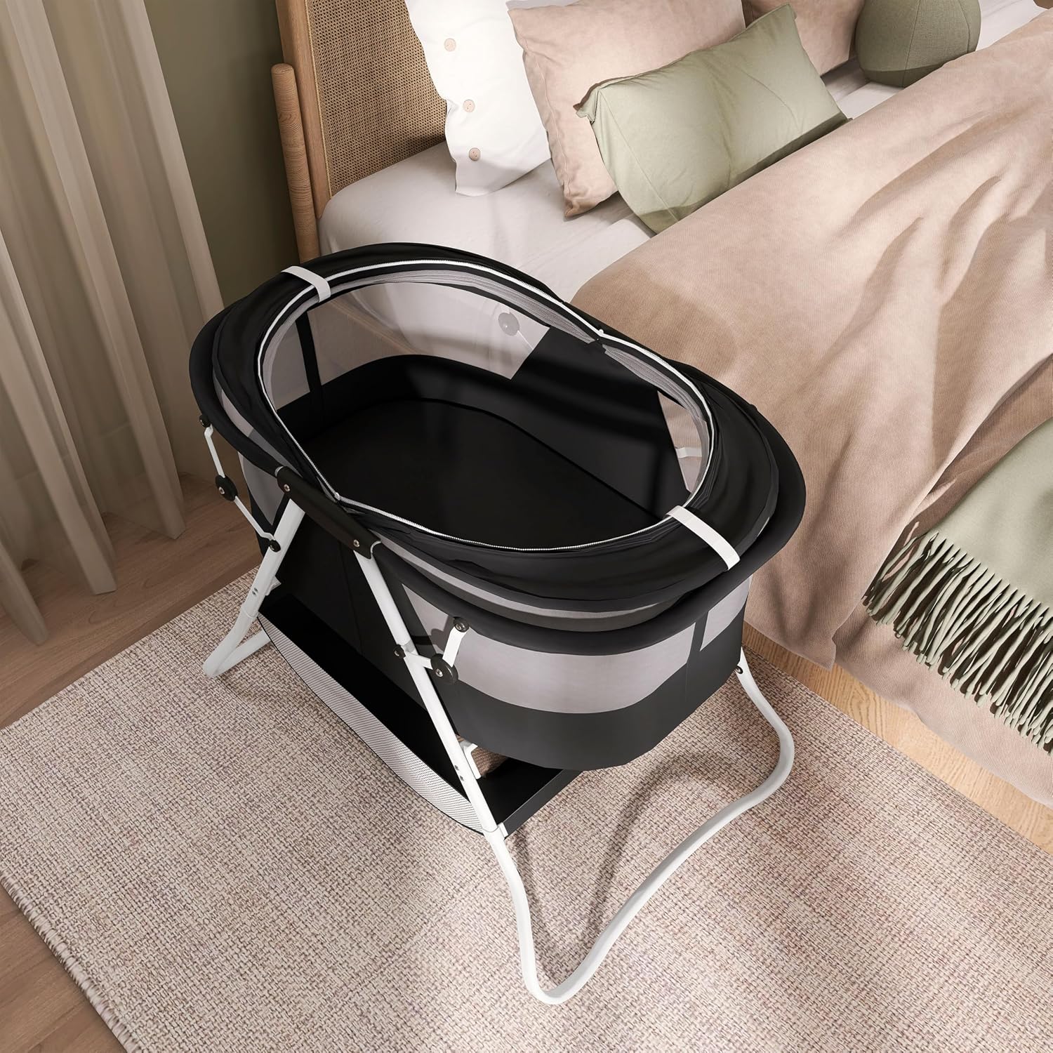 Dream On Me Karley Bassinet in Grey and Pink
