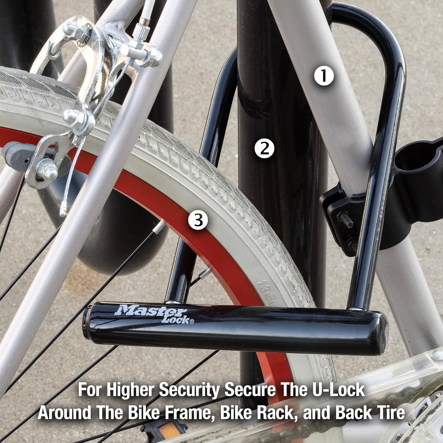 Master Lock Black Bike Lock with Key, Standard Size U-Lock for Bicycles and Other Outdoor Equipment, Anti-Theft Lock for Bikes, 8320D