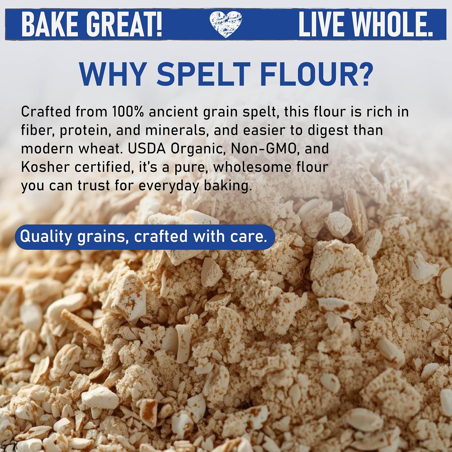 Great River Milling Organic Spelt Flour, Ancient Grain, 25 lb