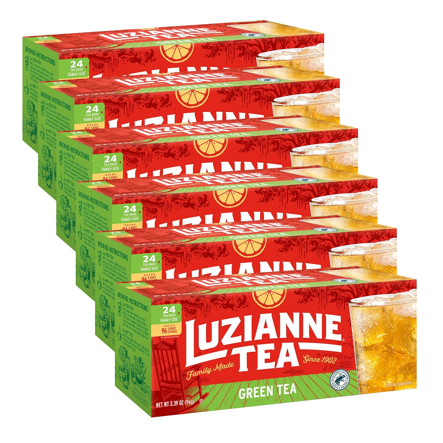 Luzianne Green Tea Bags, Family Size, 24ct Box (Pack of 1)