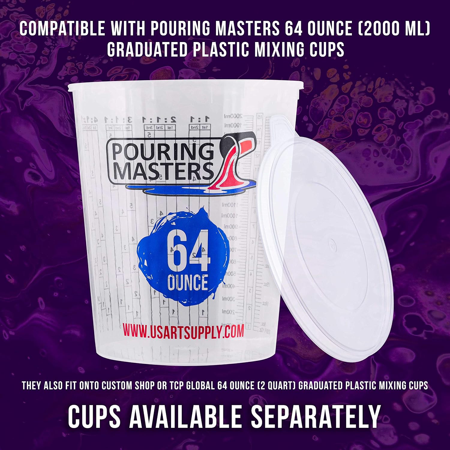 Pouring Masters 40 Ounce (1200ml) Graduated Plastic Mixing Cups (Box of 24)