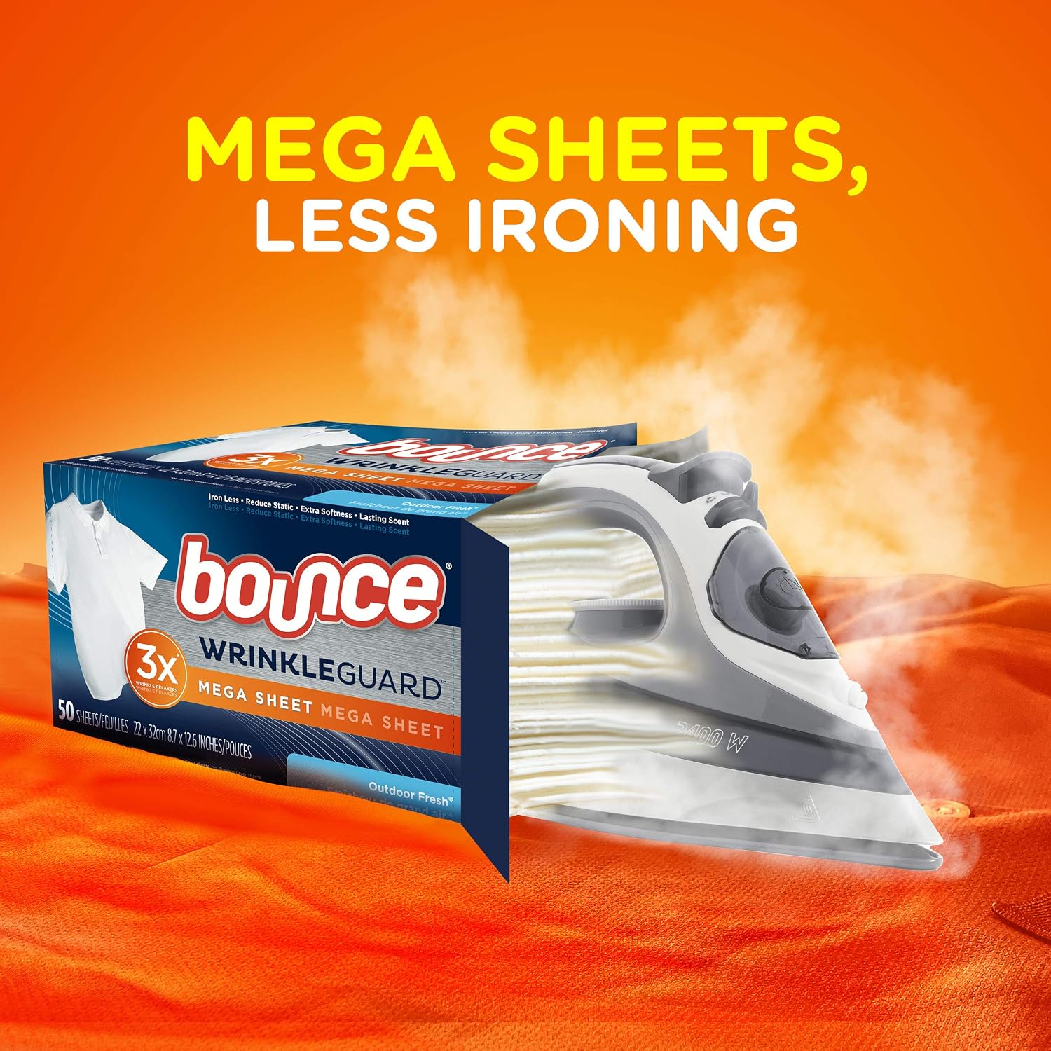 Bounce Wrinkle Guard Mega Sheet Outdoor Fresh 40 Sheets per Box