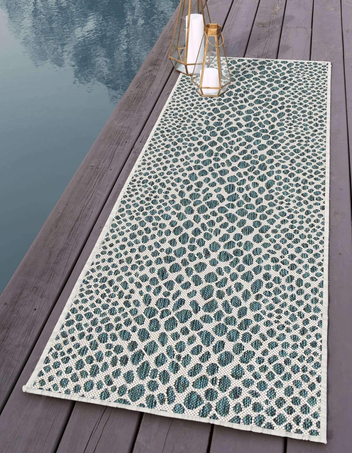 Unique Loom Outdoor Collection Area Rug - Cape Town (9' x 12' Rectangle, Blue/Ivory)