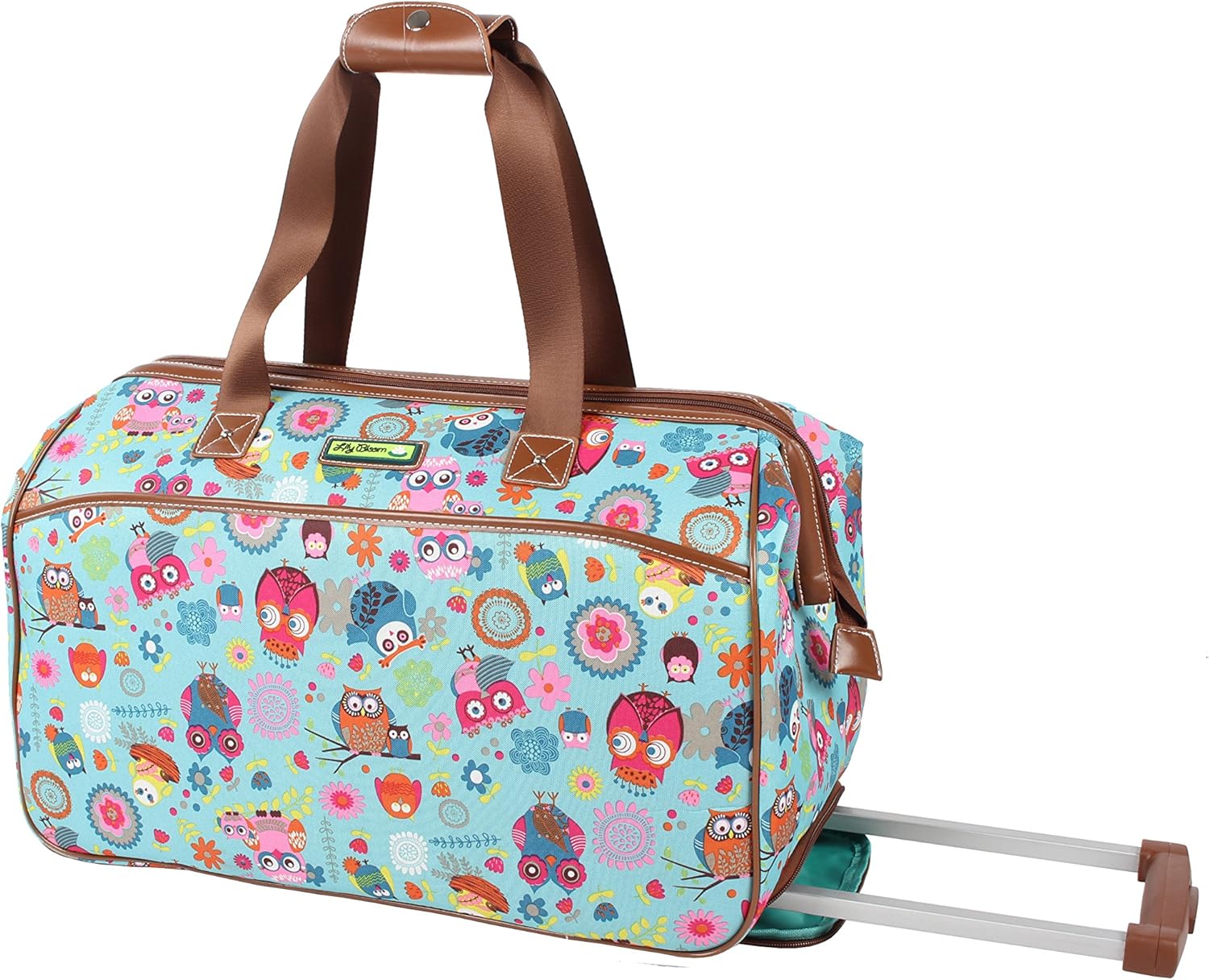 Lily Bloom Pattern 22 Inch Duffel Bag with 2-Rolling Wheels, Weekender Overnight Travel Lightweight Carry-On Suitcase For Women