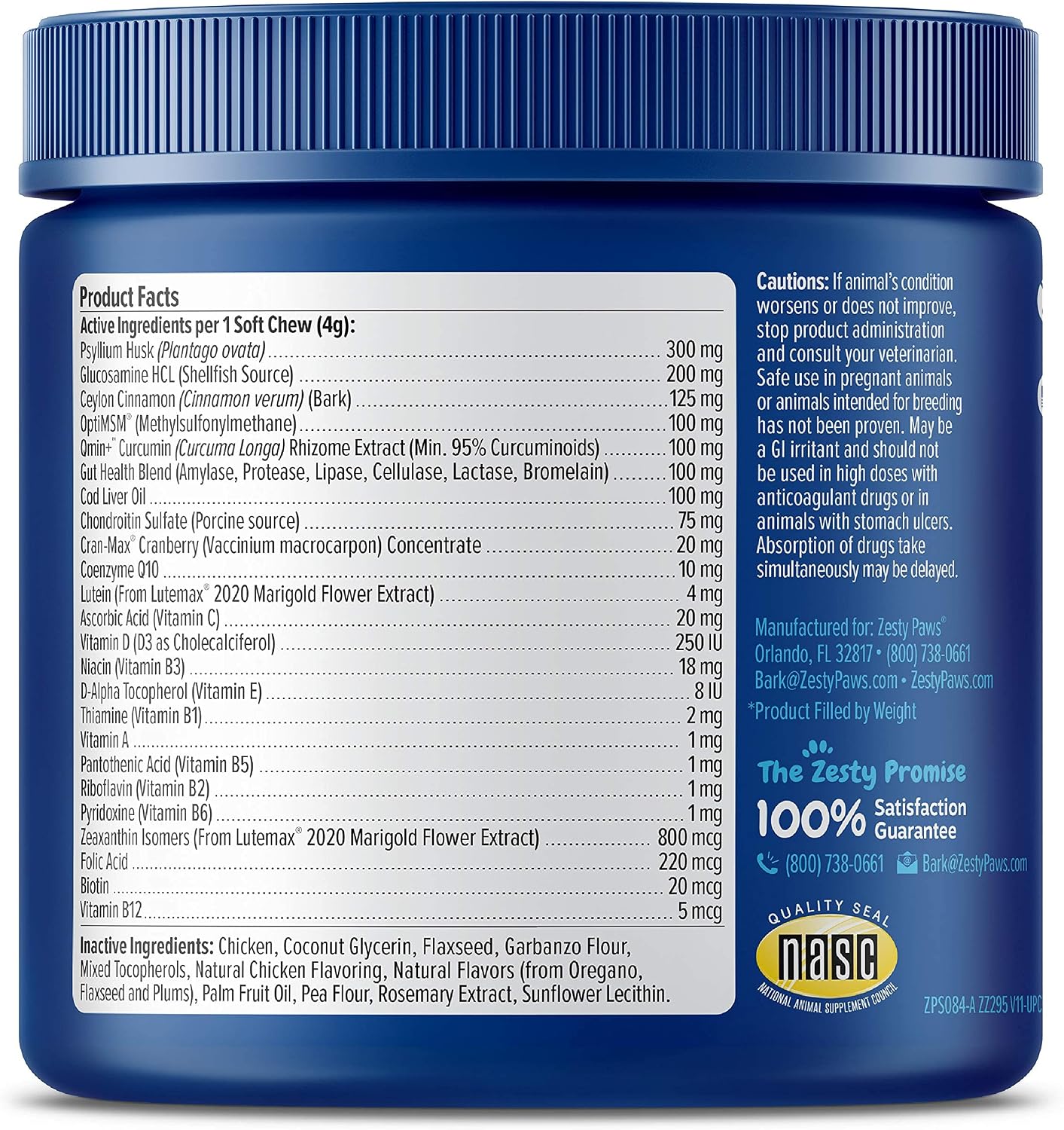 Zesty Paws Dog Multivitamin, Chewable Dog Vitamins and Supplements for Hip & Joints, Skin & Coat, Omega 3 Fish Oil for Dogs- Senior & Puppy Multivitamin- Chicken- 90ct