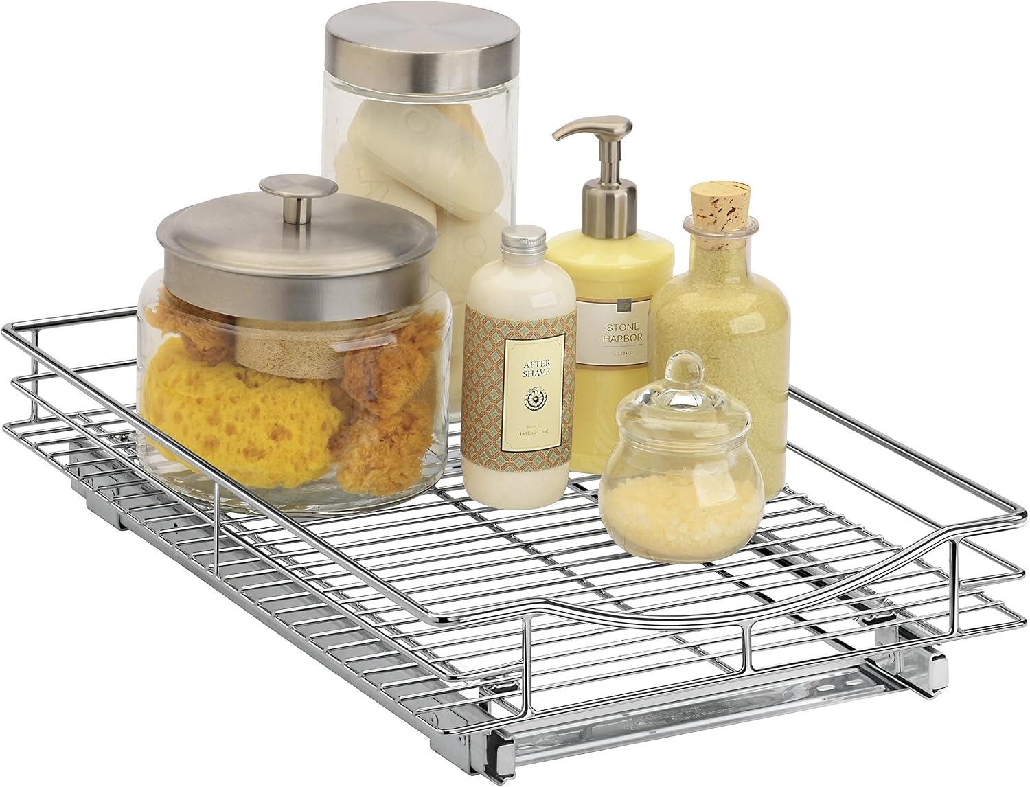 LYNK PROFESSIONAL® Pull Out Cabinet Organizer, Kitchen Slide Out Drawer | 11W x 21D Chrome cabinet pull-out shelves with 3/4-extension glides create easy-access storage for cookware and pantry items