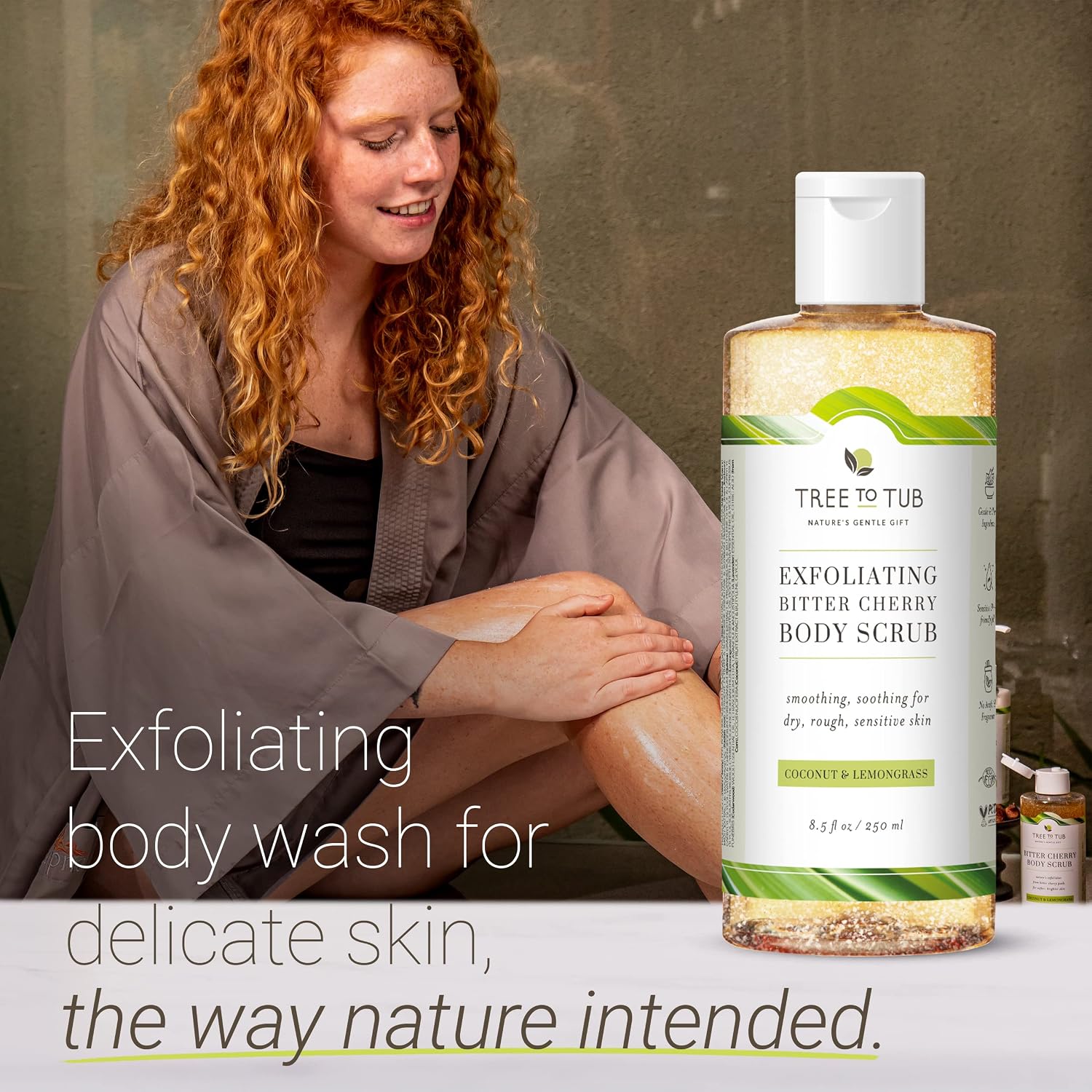 Tree To Tub Soapberry Body Wash for Dry, Sensitive Skin, pH 5.5, 8.5 Fl Oz | Sulfate & Paraben-Free, Rich Lather, Fragrance-Free, Shea Butter & Aloe Vera, Vegan & Cruelty-Free, Gentle for Daily Use