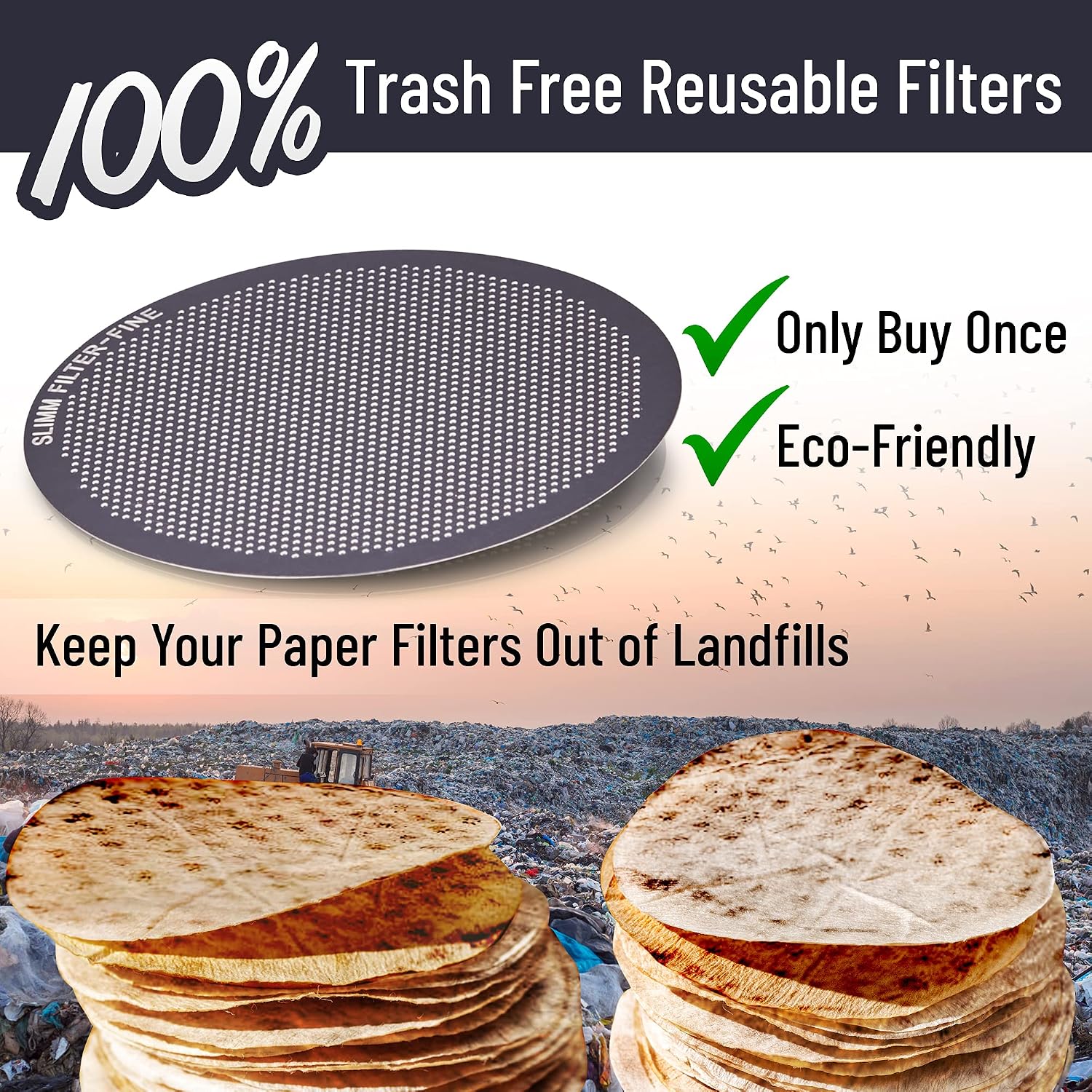Stainless Steel Filter for AeroPress, 3 Reusable Metal Discs | Mesh, fine and ultra-fine discs. Tune body and clarity per brew. No paper waste. Reusable for years.