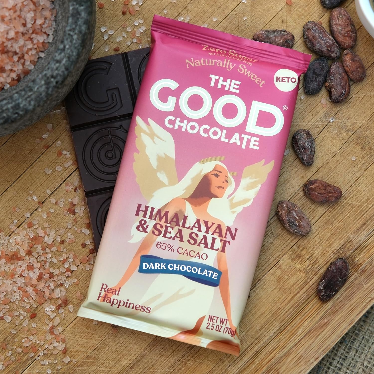 THE GOOD CHOCOLATE – Dark Chocolate Bars with Zero Sugar & Lower Net Carbs – Keto Chocolate Bar with Lower Calories, All Natural and Non-GMO Keto Snacks, 2.5 oz (6 Bars Value Pack)