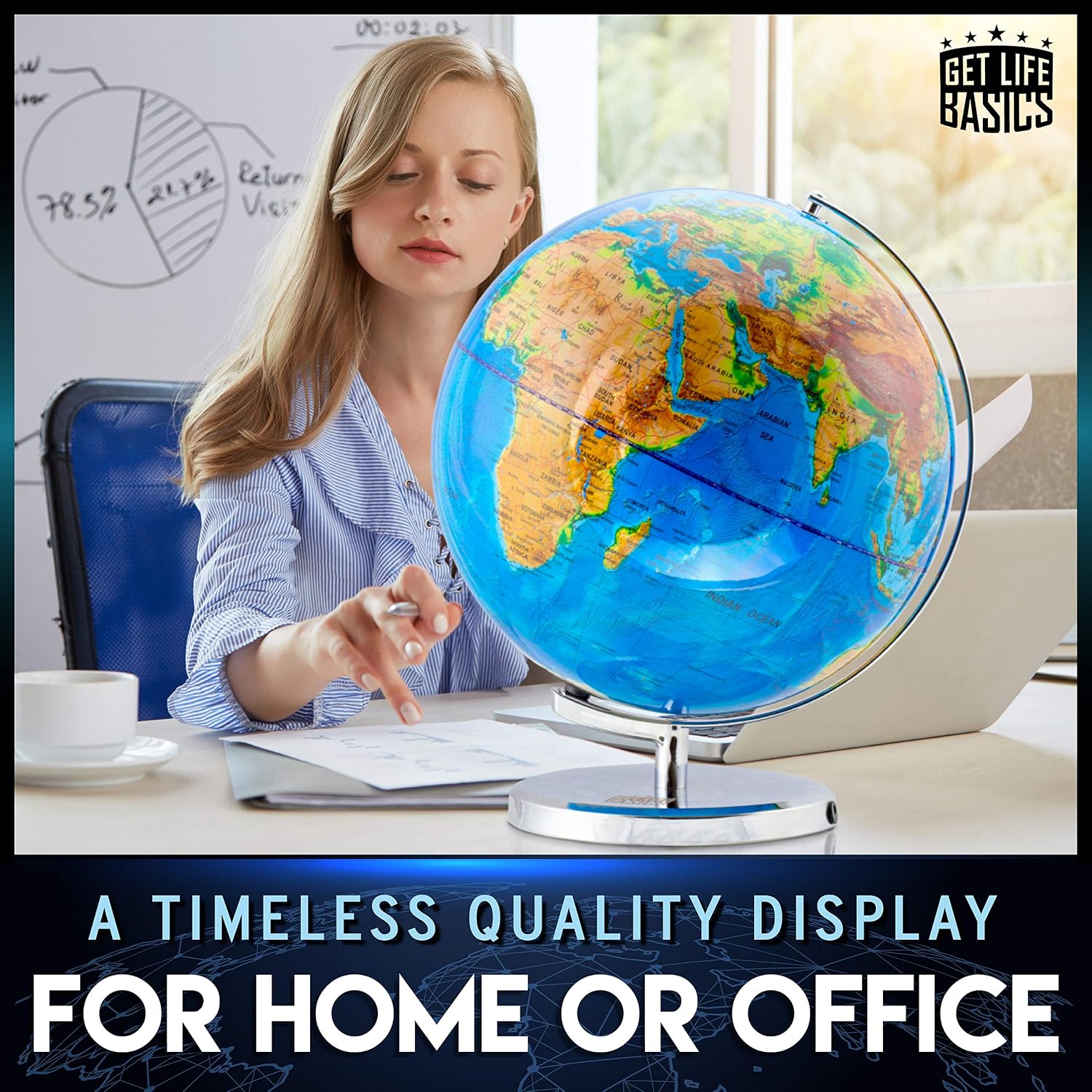 13” Illuminated Constellation World Globe for Kids & Adults