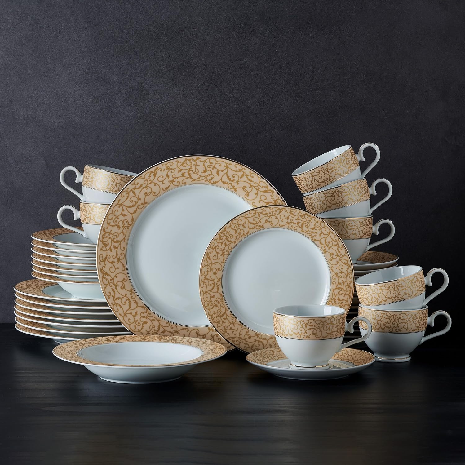 Mikasa Regent Bead 40-Piece Porcelain Dinnerware Set, Service for 8