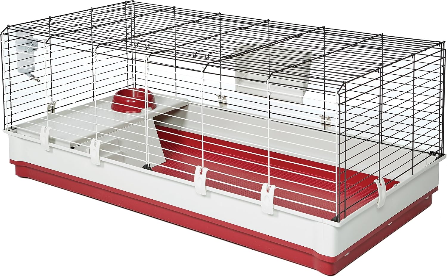 MidWest Homes for Pets 158 Wabbitat Deluxe Rabbit Home, Rabbit Cage, 39.5 L x 23.75 W x 19.75 H Inch, Maroon/White