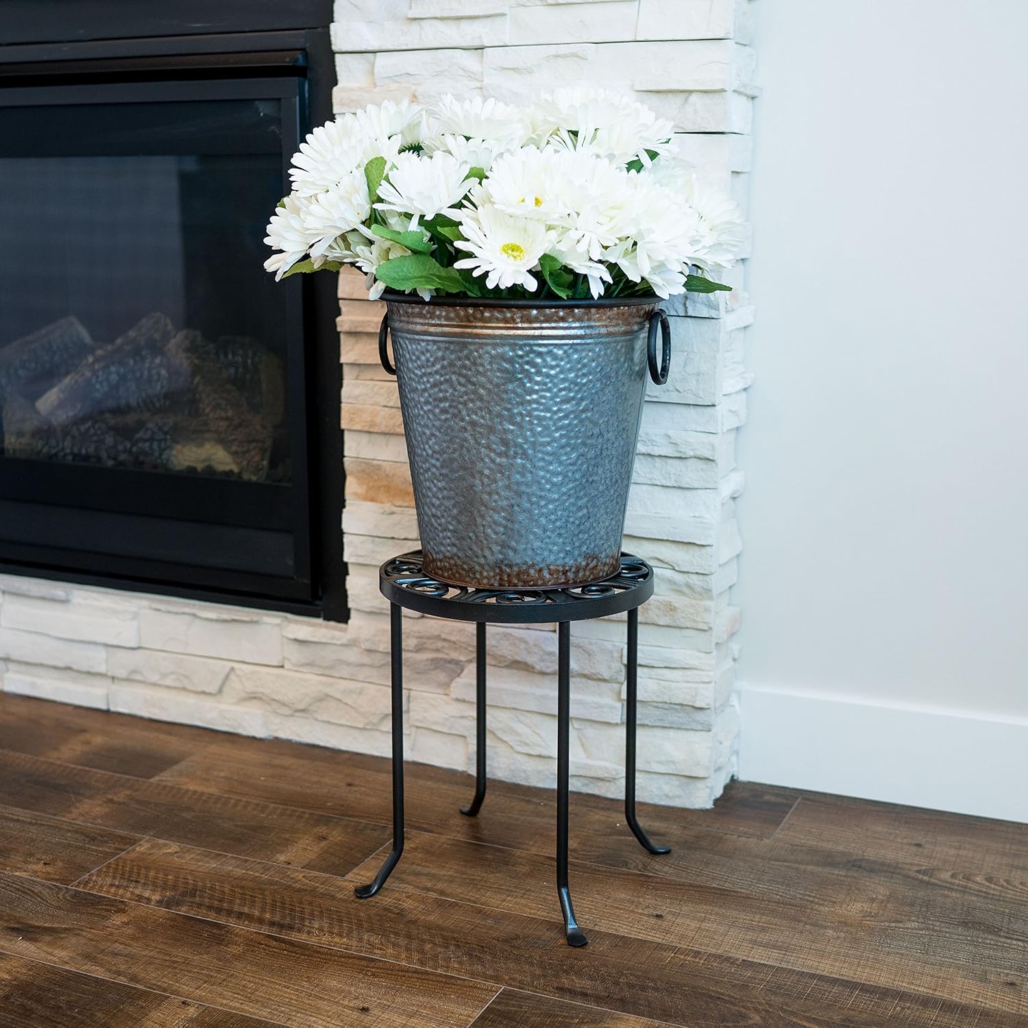 Achla Designs VTT-01 Round Trivet Wrought Iron Plant Stand, Graphite