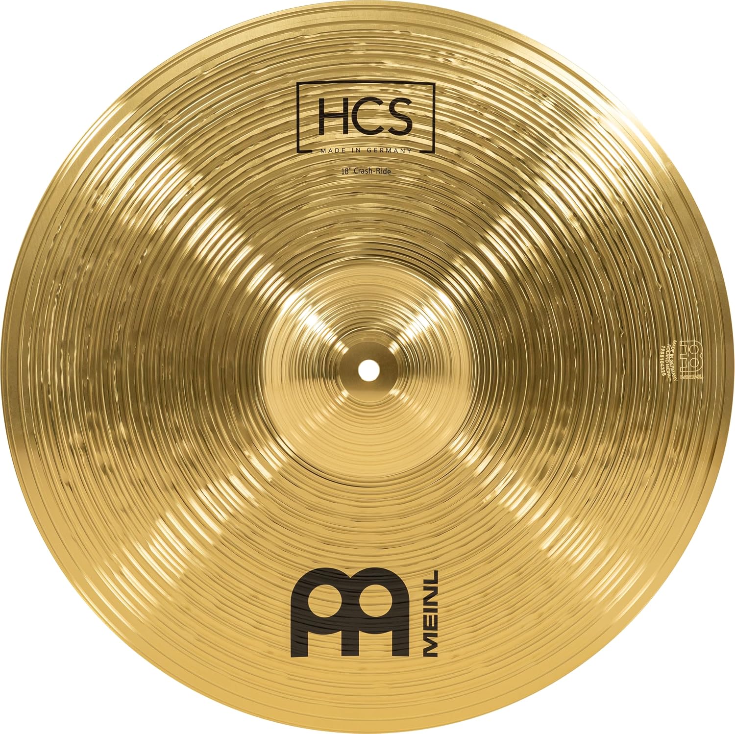 Meinl 18" Crash/Ride Cymbal - HCS Traditional Finish Brass for Drum Set, Made in Germany, 2-YEAR WARRANTY (HCS18CR) | Durable Brass Alloy