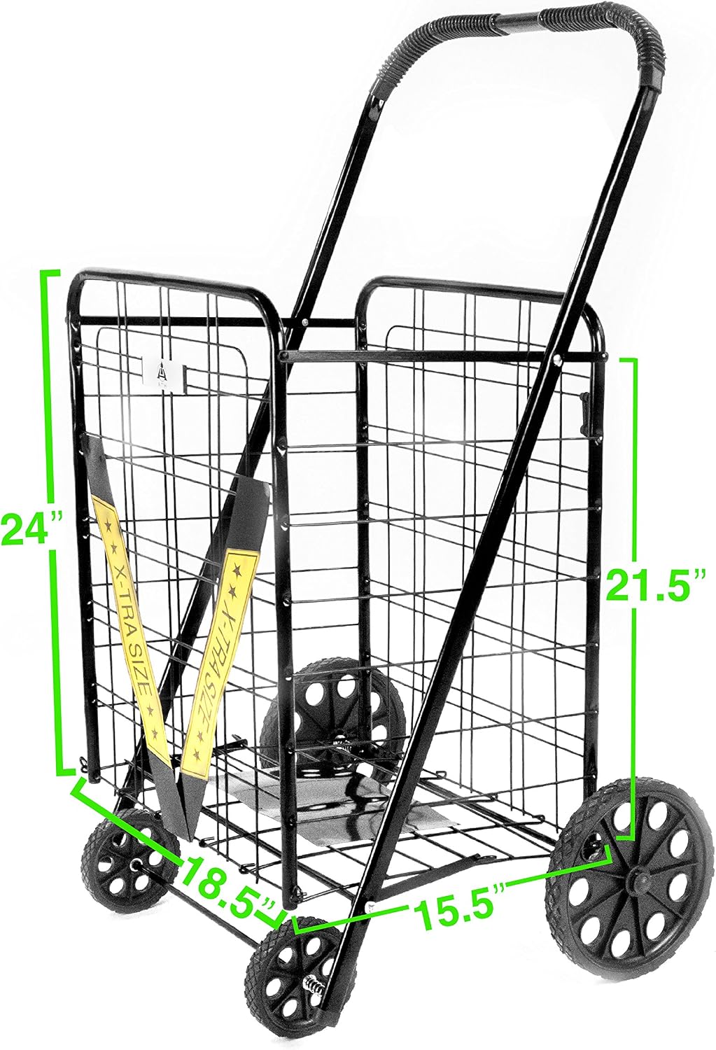 ATH Large Deluxe Rolling Utility / Shopping Cart - Stowable Folding Heavy Duty Cart with Rubber Wheels For Haul Laundry, Groceries, Toys, Sports Equipment, Red