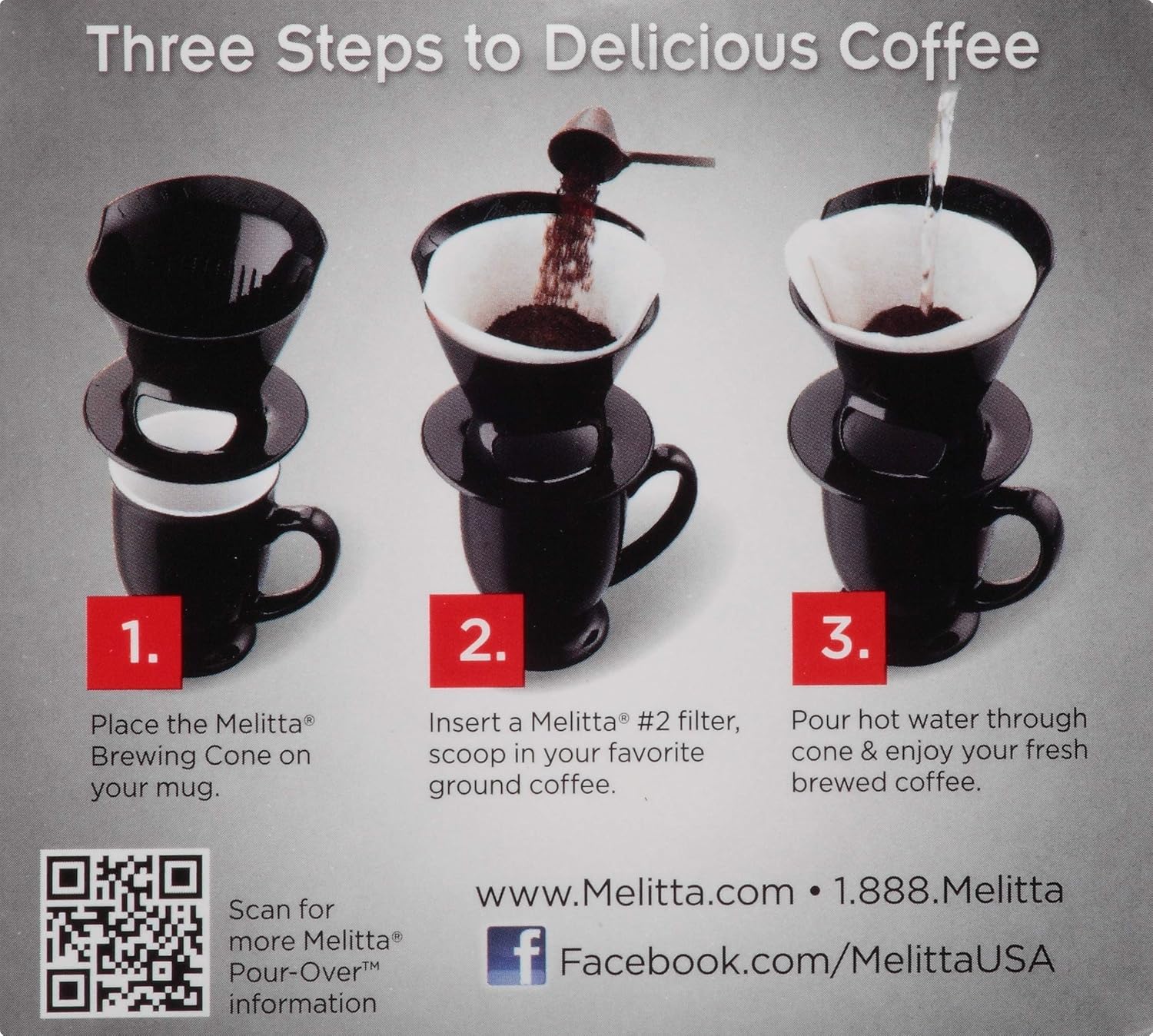 Melitta Filter Coffee Maker, Single Cup Pour-Over Brewer, Black, 1 Count (640007)