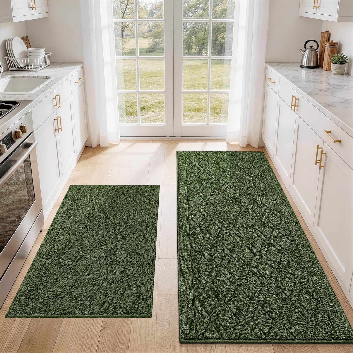 COSY HOMEER 48x20Inch/30X20Inch Kitchen Rug Mats,Grey