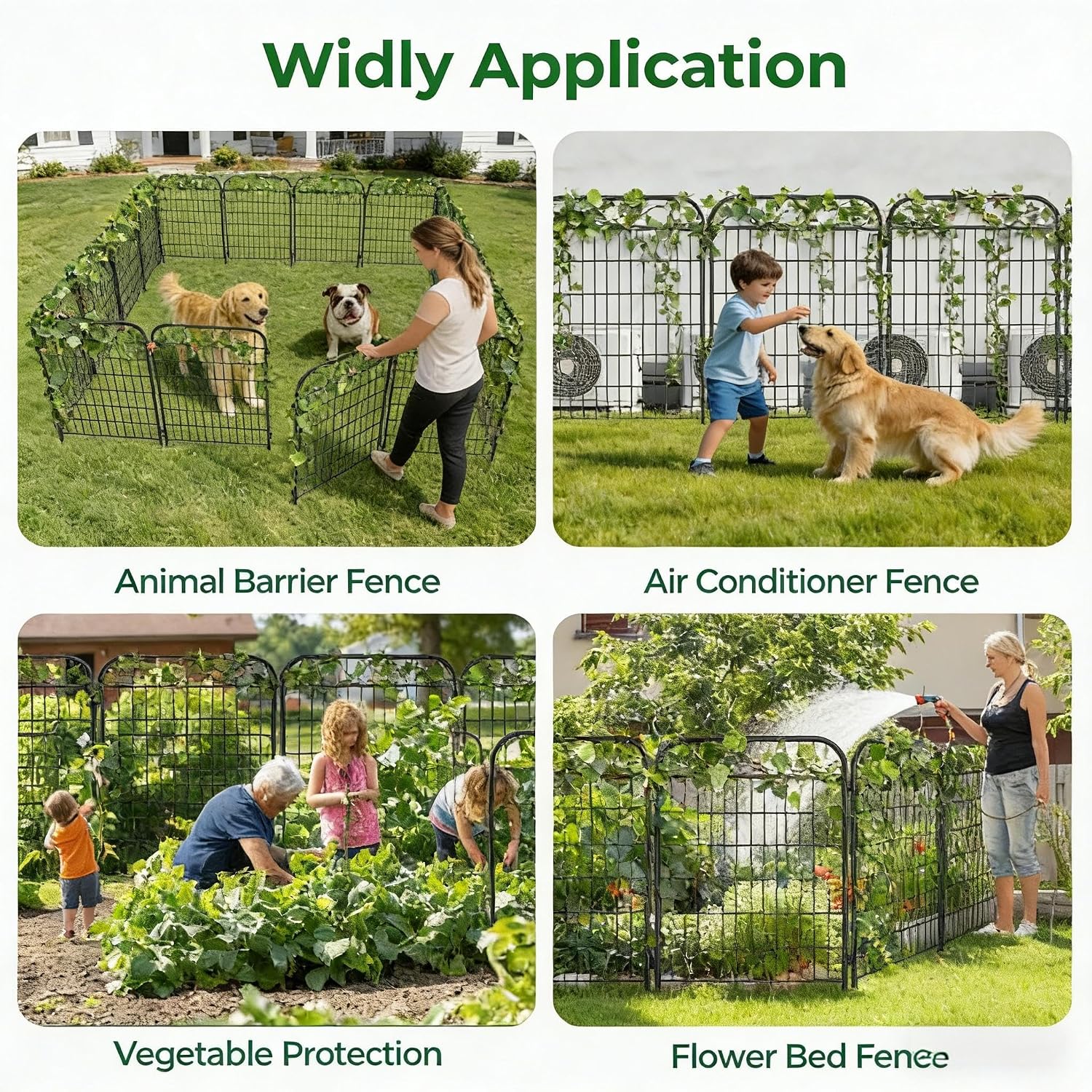 AMAGABELI 10 Panels 17in(H)×10ft(L) Decorative Garden Fences and Borders for Dogs No Dig Rustproof Metal Fence Panels Garden Edging Border Animal Barrier Fencing for Flower Beds Yard Patio Decor Black