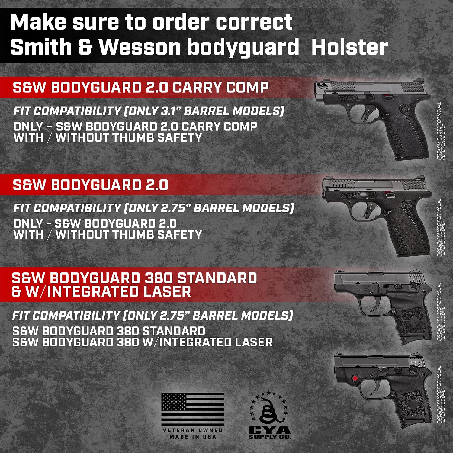 Base IWB Concealed Carry Holster Veteran Owned Made in USA - Fits