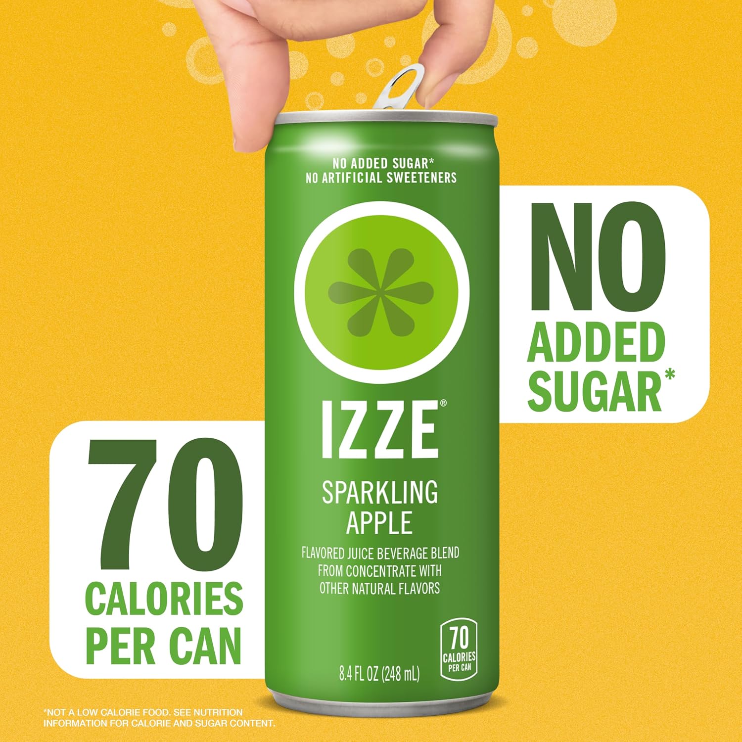 IZZE Sparkling Water Juice Beverage Blend, Pineapple, No Sugar Added, 8.4 FL OZ, 24 Cans