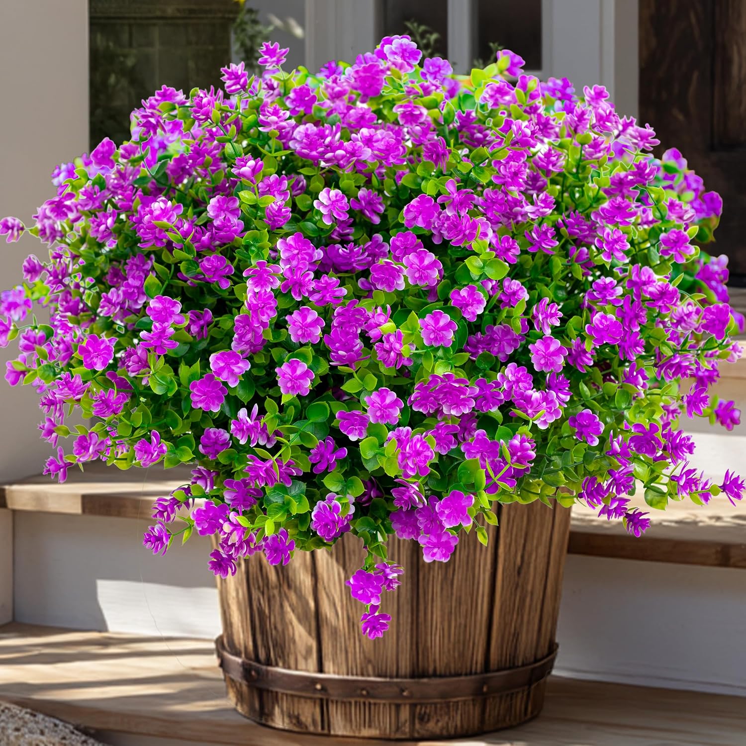 AXYLEX Artificial Flowers for Outdoors, 12 Bundles Fake Plants (Yellow) | UV resistant faux plastic flowers, no fade artificial greenery – garden, patio, porch & home