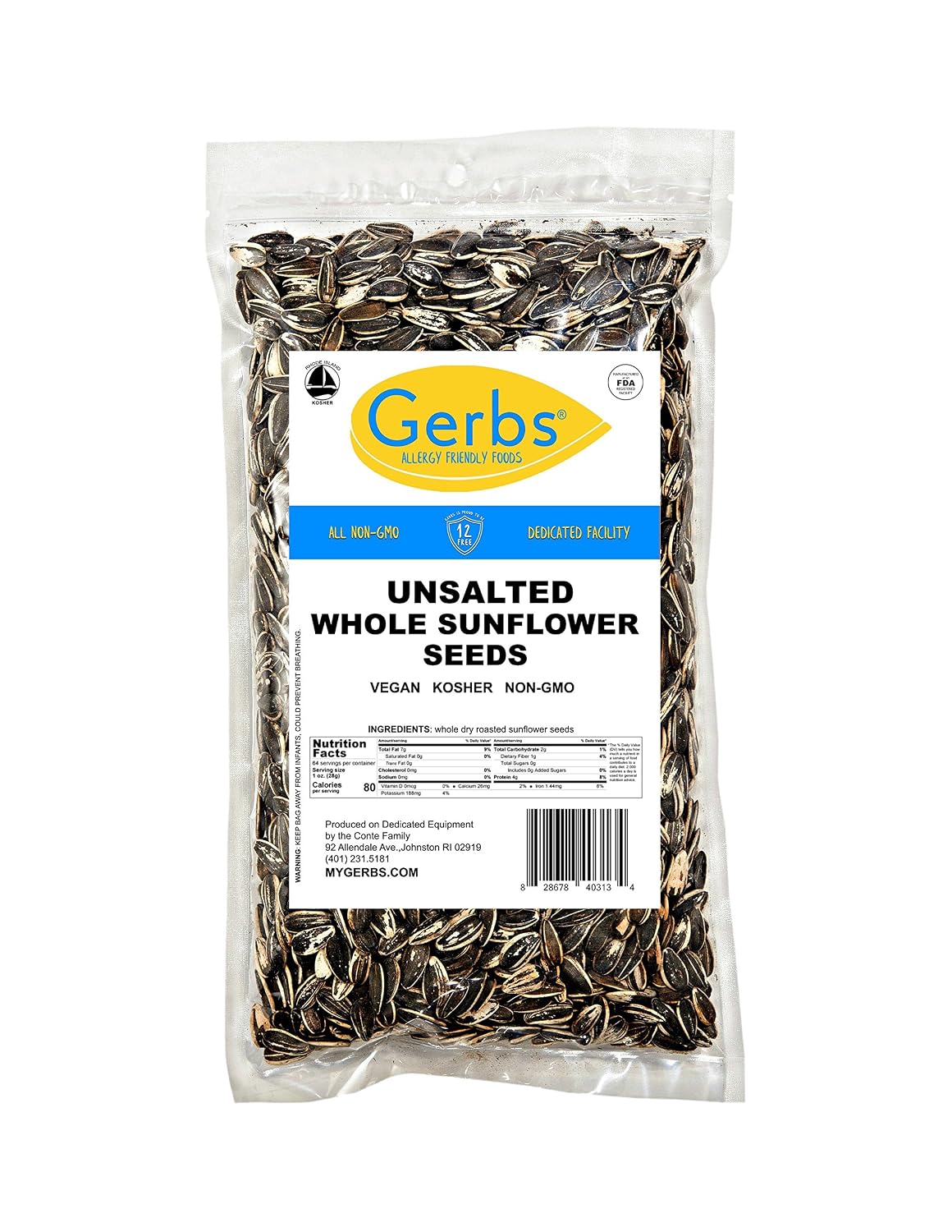 Lightly Sea Salted Sunflower Seed in Shell by Gerbs - 2 LBS - Top 11 Food Allergen Free & Non GMO - Premium Dry Roasted Seeds – COG USA | Small Batch, No Artificial Additives, Resealable Bag | Crack-and-Eat Crunchy Snack | Top 14 Allergen-Free