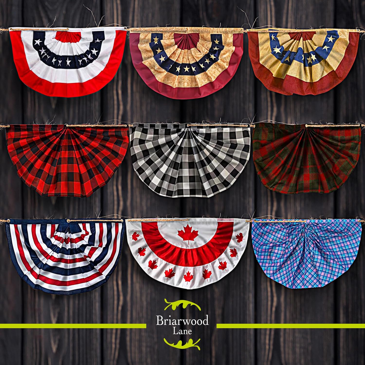 Briarwood Lane 4th of July Bunting 48" X 24 Tea Stained Patriotic For 4th of July Bunting