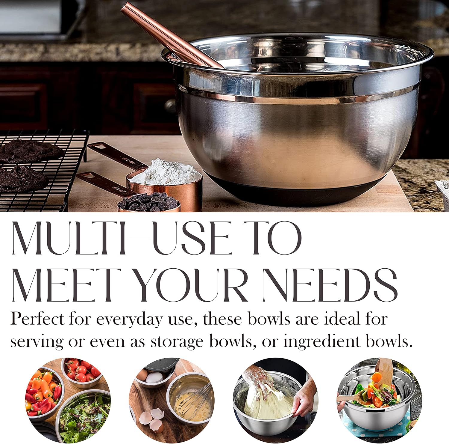 Bellemain Stainless Steel Mixing Bowls with Airtight Lids Set - Set of 5