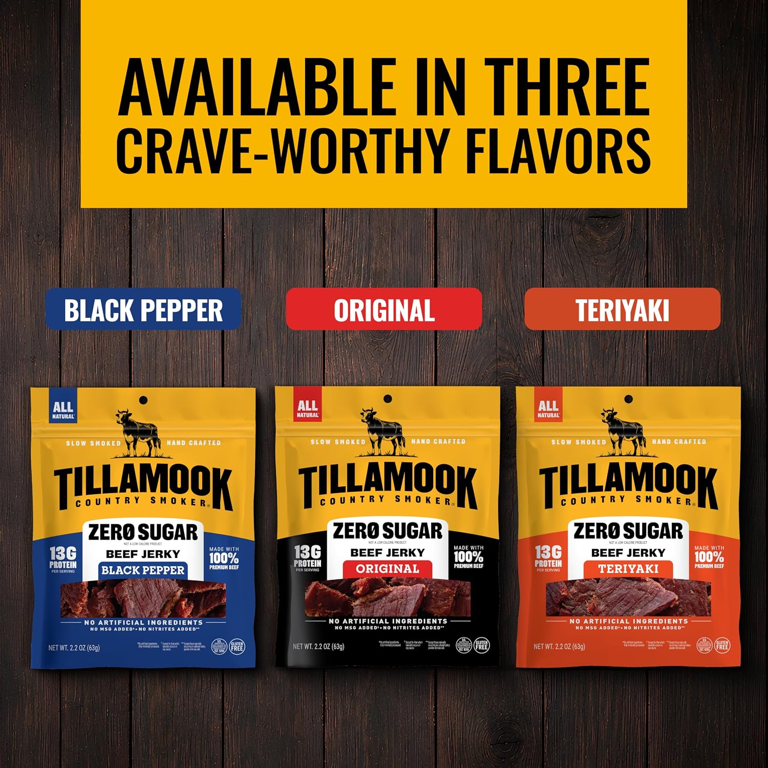 Tillamook Country Smoker Zero Sugar Keto Friendly Beef Jerky, Black Pepper, 2.2 Ounce