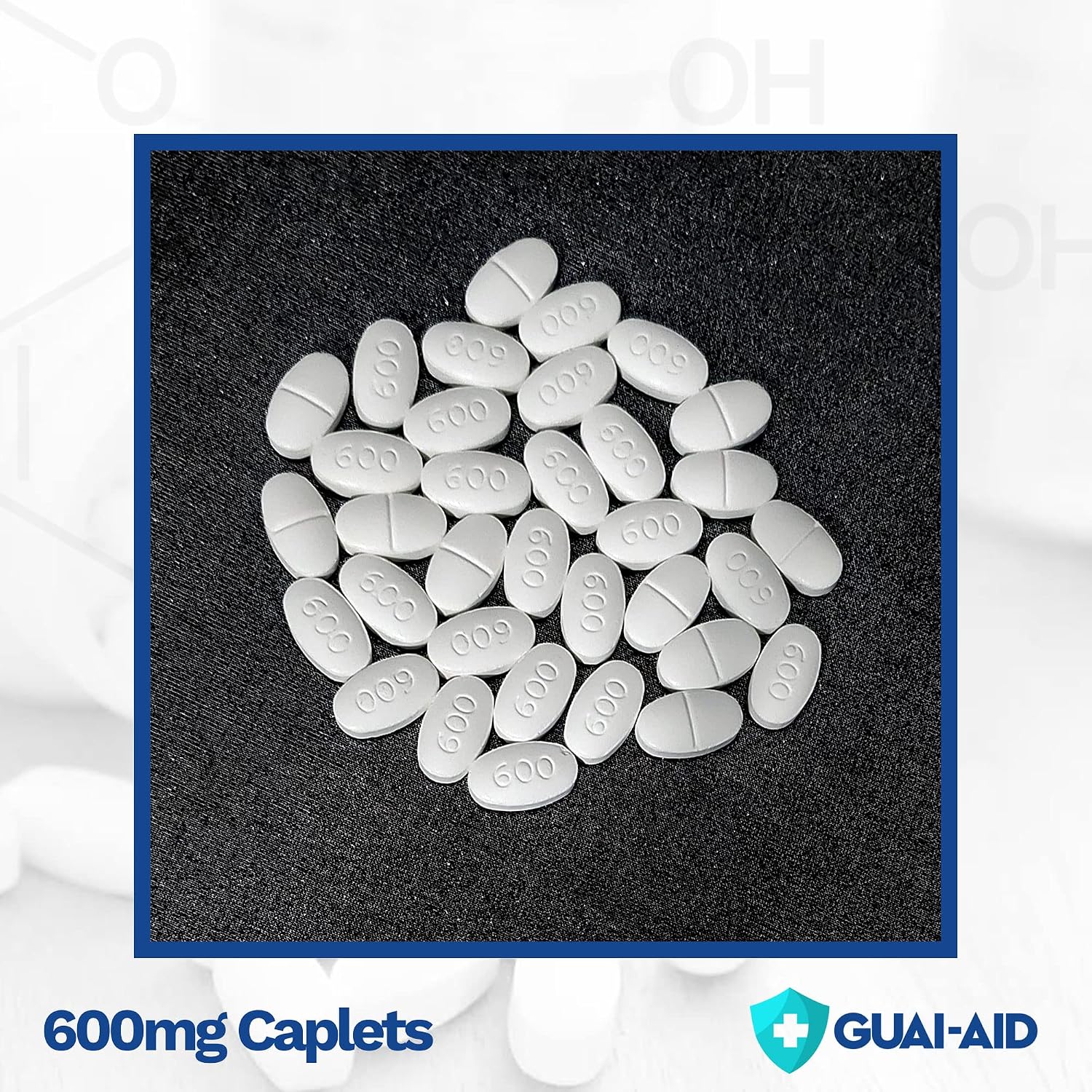 100 600mg Guaifenesin Caplets “for All-Day Everyday Mucus Relief” Controls phlegm, Cough, Chest Congestion, colds & flu.